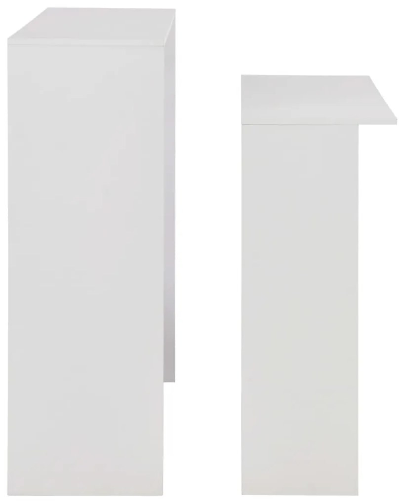 Mesa de bar com 2 tampos branco 130x40x120 cm