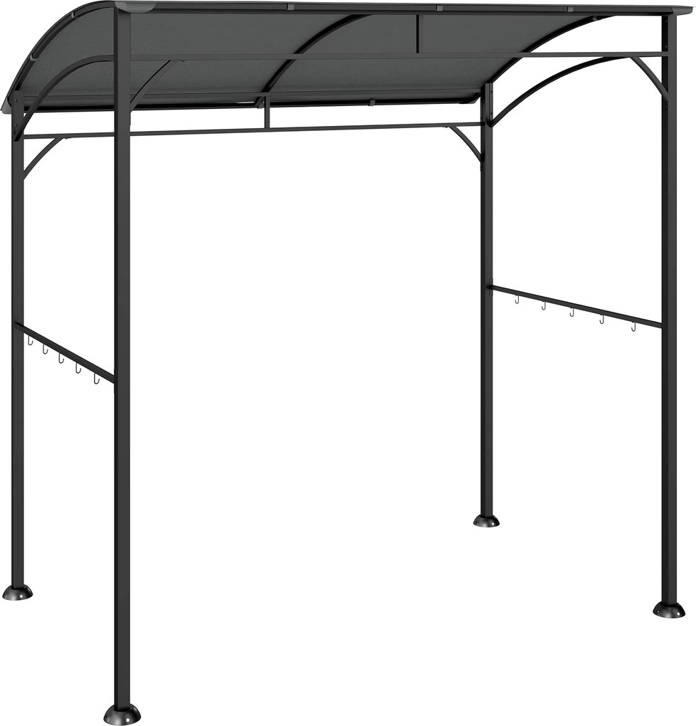 Outsunny Pavilhão para churrasco, Cobertura para churrasqueira, Proteção contra chuva, Ganchos para utensílios, Estrutura de aço, Cinza escuro, 215 x 150 x 182/220 cm | Aosom Portugal