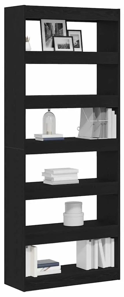 Armário de Livros/Divisor de Ambiente em Carvalho Preto 80x30x198 cm