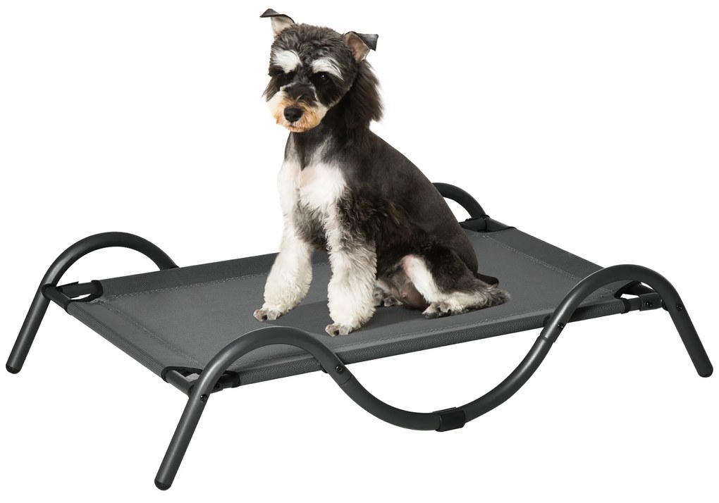 PawHut Cama Elevada para Cães Pequenos e Médios Cama para Animais de Estimação com Tecido de Malha Respirável Estrutura Curvada para Interior Exterior 92x55,5x21cm Cinza