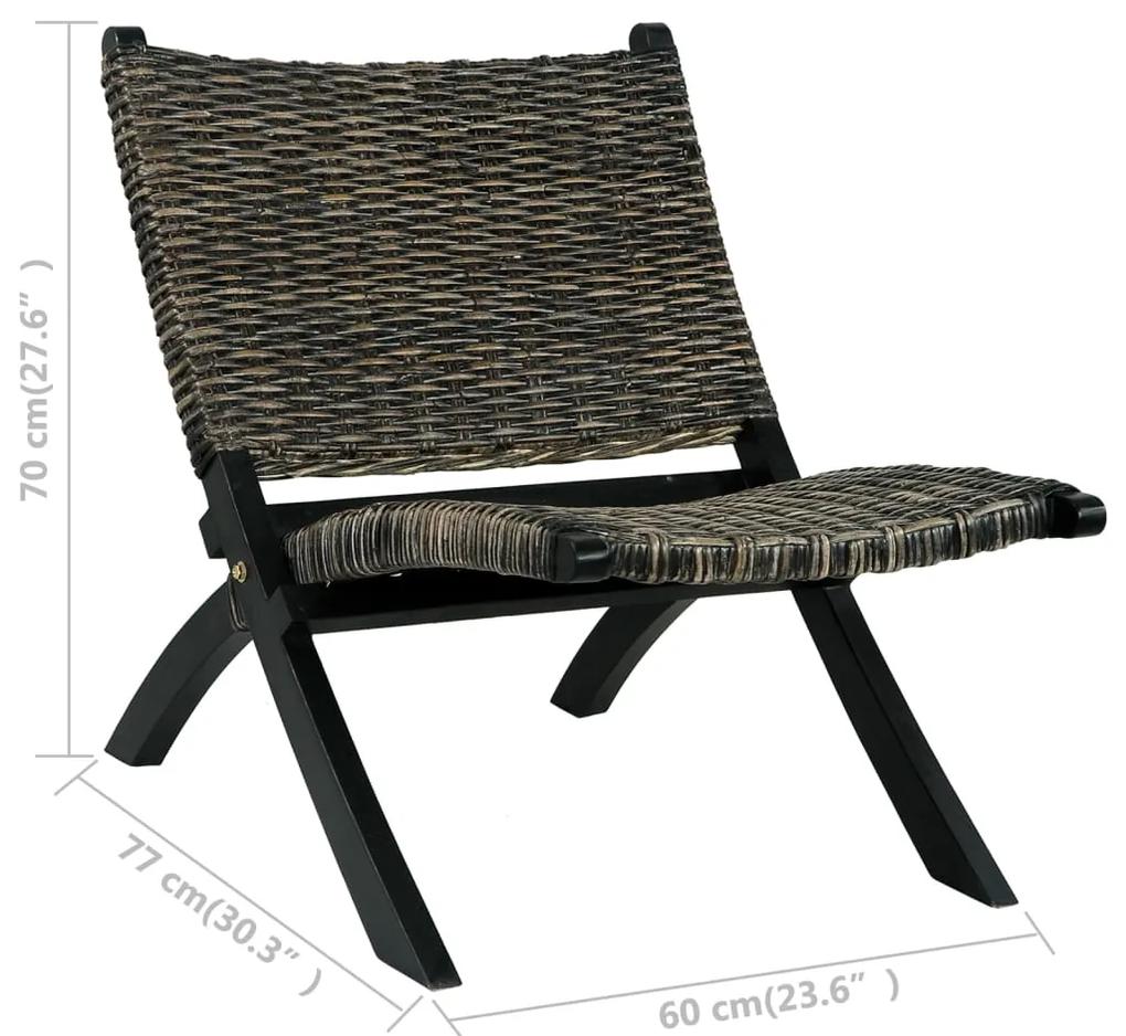 Cadeira relaxante vime Kubu natural/madeira mogno maciça preto