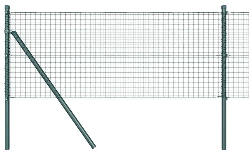 Conjunto de Postes de Cerca Conjunto de 2 Verde Metal 25 x 0.5 m