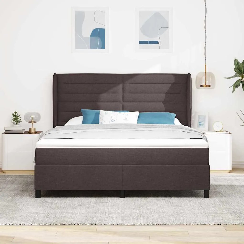 Cama Box com Colchão Castanho 180x200 cm - Tecido