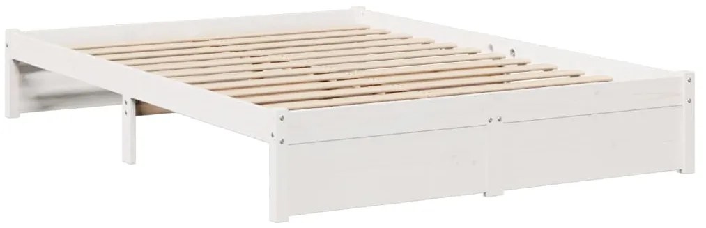 Cama com estante sem colchão 140x200 cm pinho maciço branco
