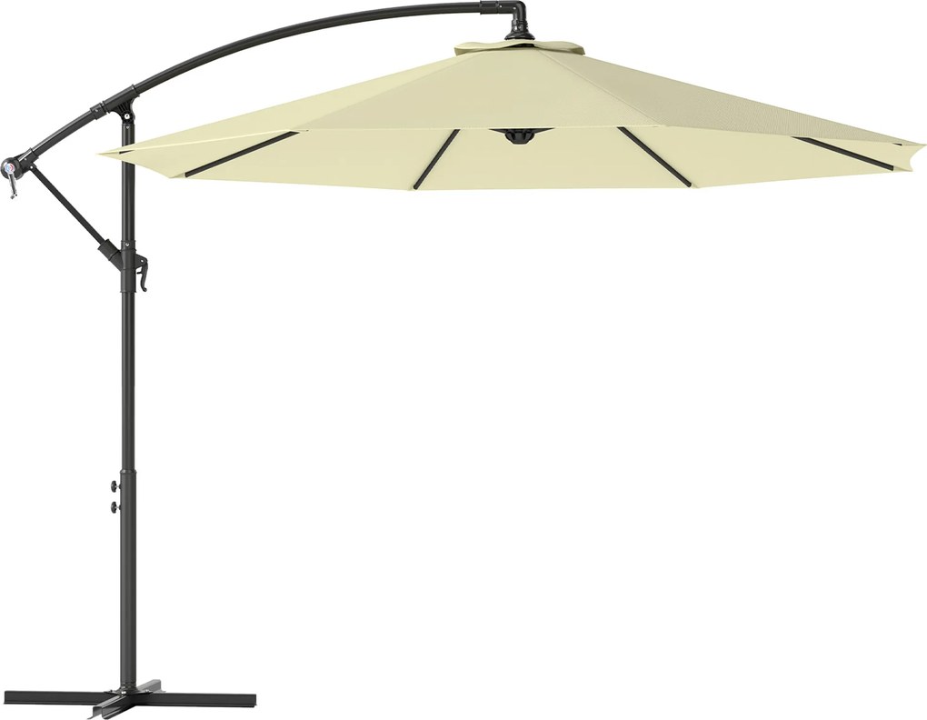 Outsunny Guarda-sol de Jardim 3x2,5 m de Braço Inclinável com Manivela, Bege | Aosom Portugal