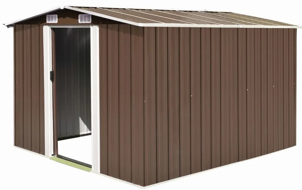 Abrigo de jardim 257x298x178 cm metal castanho