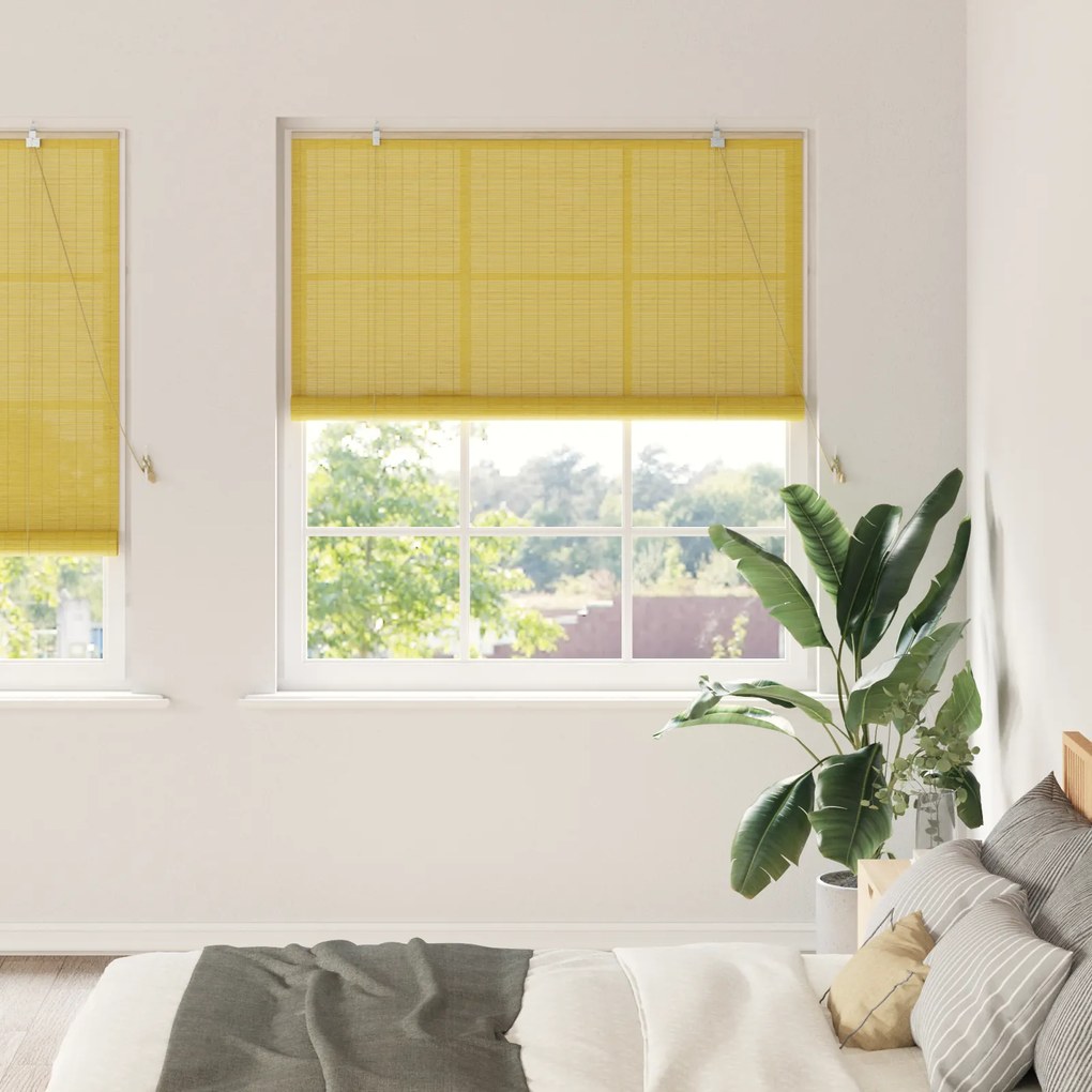 vidaXL Persianas e Sombras de Janela Amarelo 140 x 220 cm Bambu