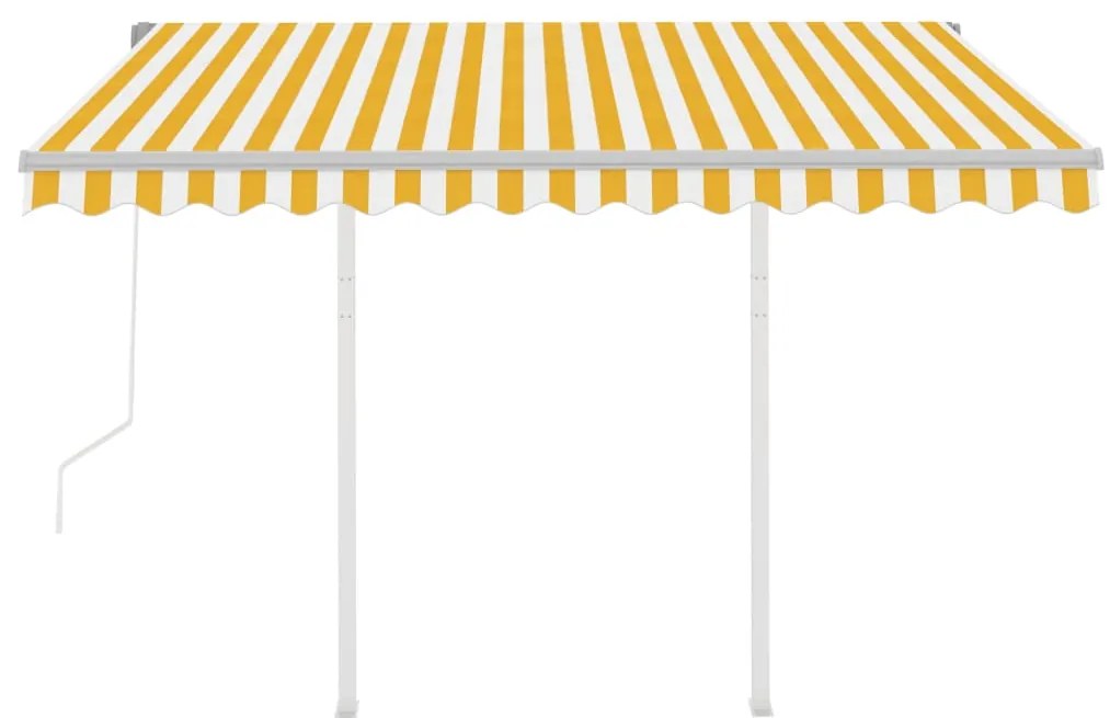 Toldo retrátil automático com postes 3x2,5 m amarelo e branco