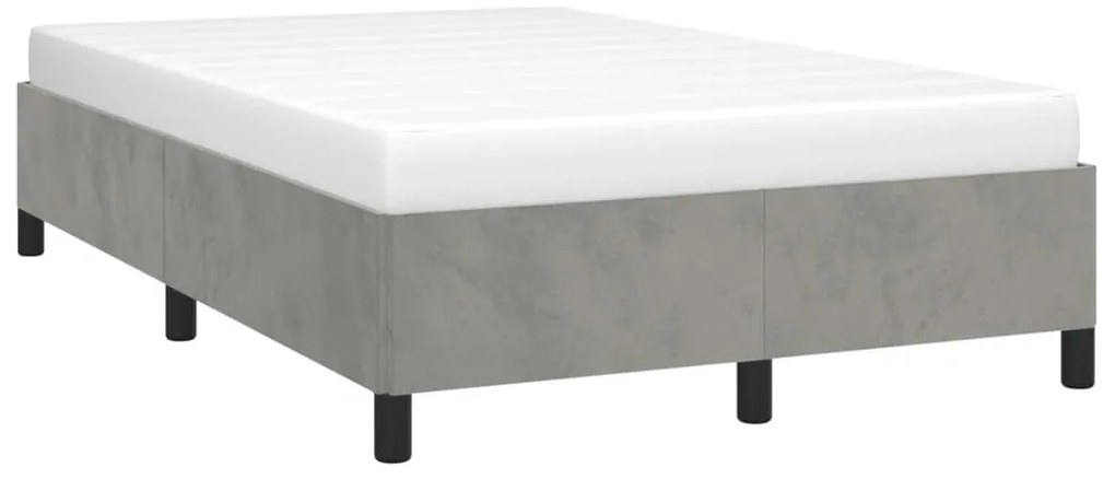 Estrutura de cama sem colchão cinza claro Veludo