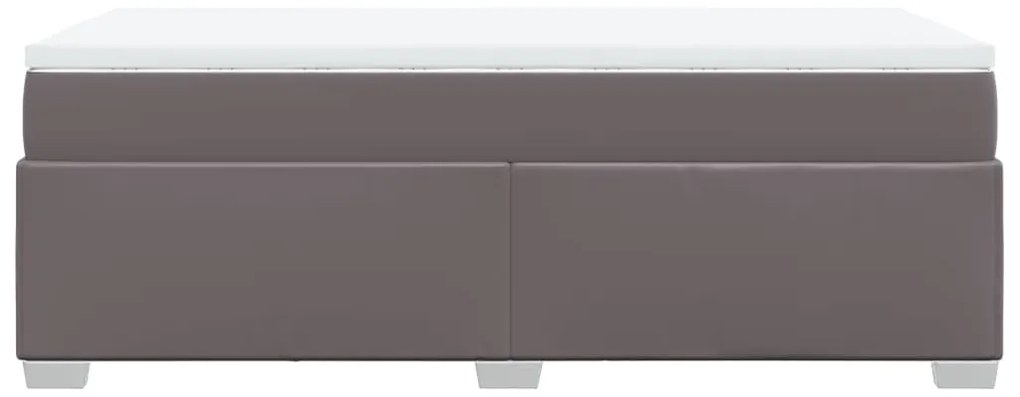 Cama com molas/colchão 80x200 cm couro artificial cinza