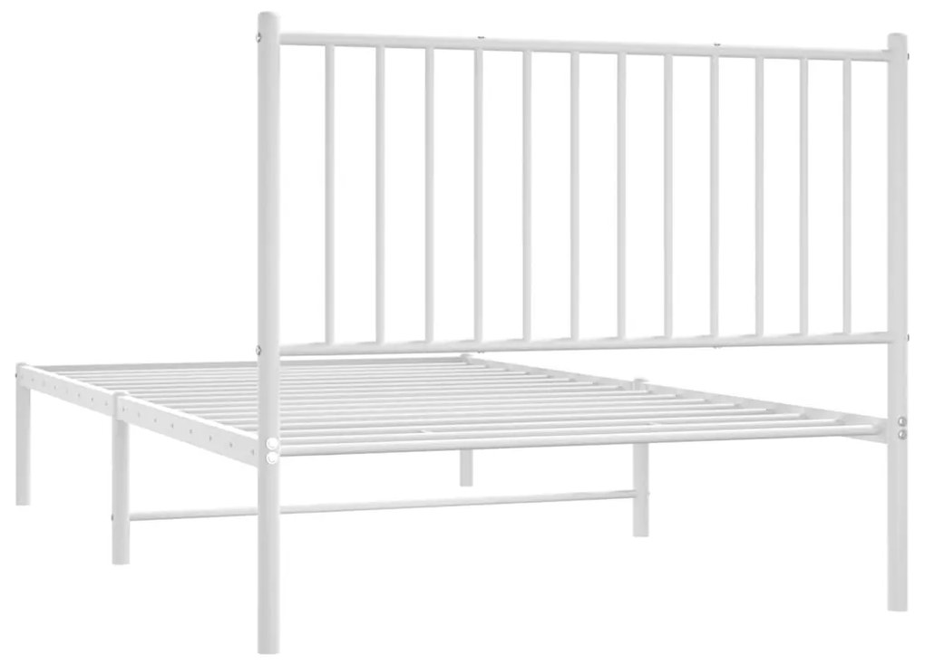 Estrutura de cama com cabeceira 100x190 cm metal branco