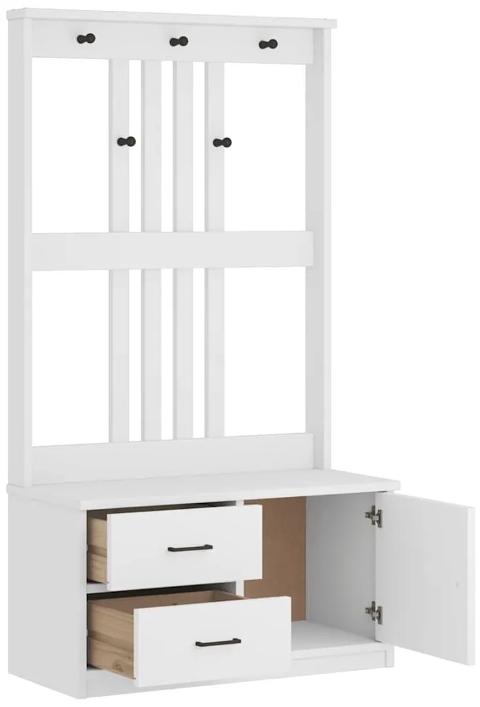 Árvore de Hall Branca 87x40x159,5 cm Madeira Maciça de Pinho