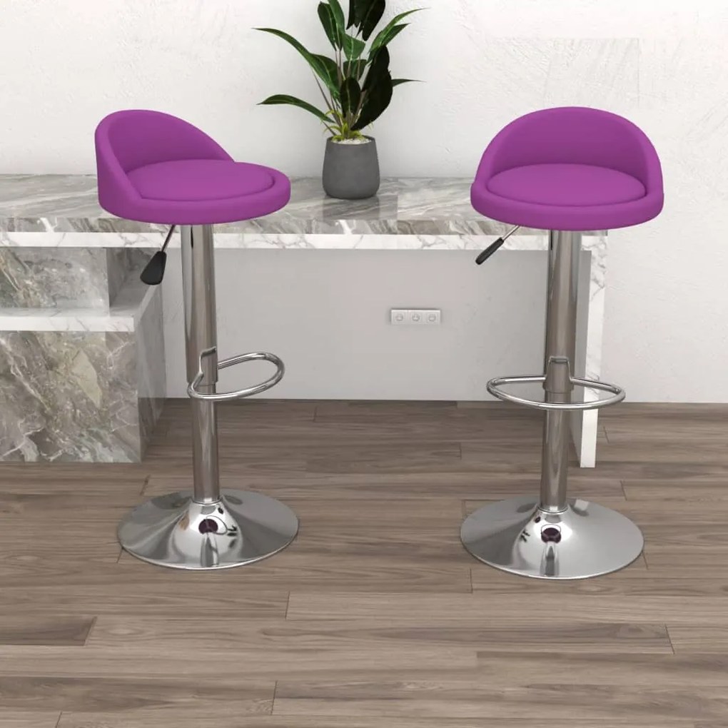vidaXL Bancos de bar 2 pcs couro artificial roxo