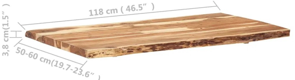Tampo de mesa 118x(50-60)x3,8 cm madeira de acácia maciça