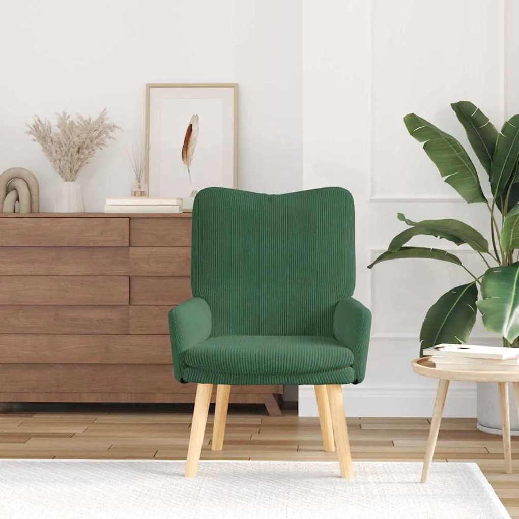 Poltrona Relaxante vidaXL Verde Selva em Tecido Veludo