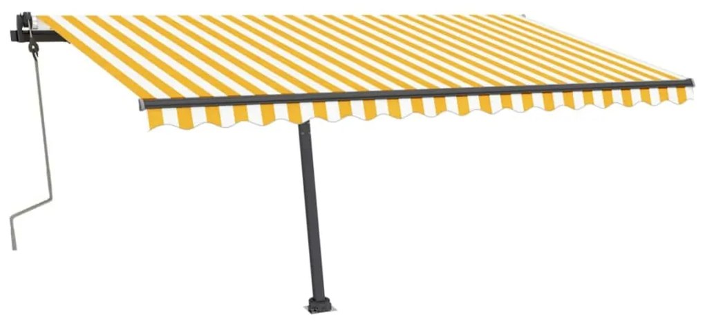 Toldo retrátil manual com LED 400x350 cm amarelo e branco