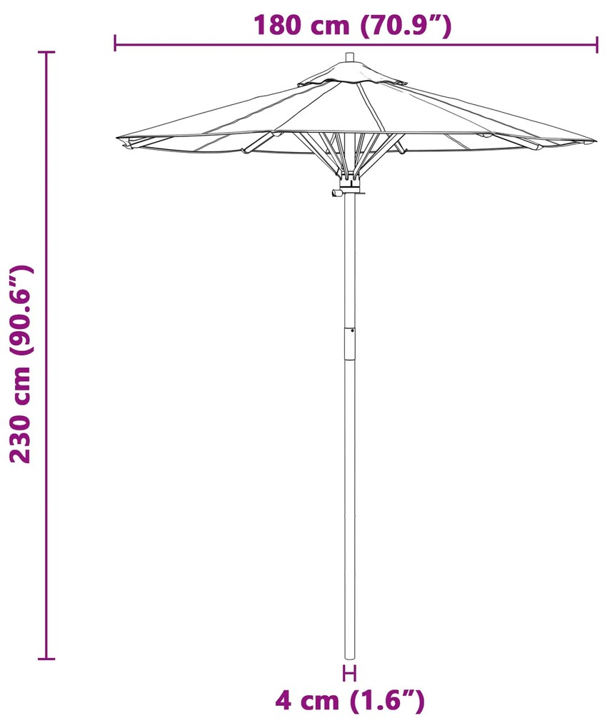 Guarda-sol de Jardim Creme Branco 180x230 cm Bambu