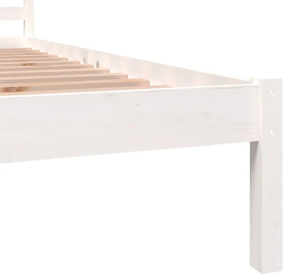 Estrutura de cama pequena solteiro 75x190cm pinho maciço branco