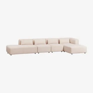 Sofá Modular Chaise Longue De Canto Direito De 4 Peças Com Chaise Lounge Fogler Chenille Creme Bege - Sklum