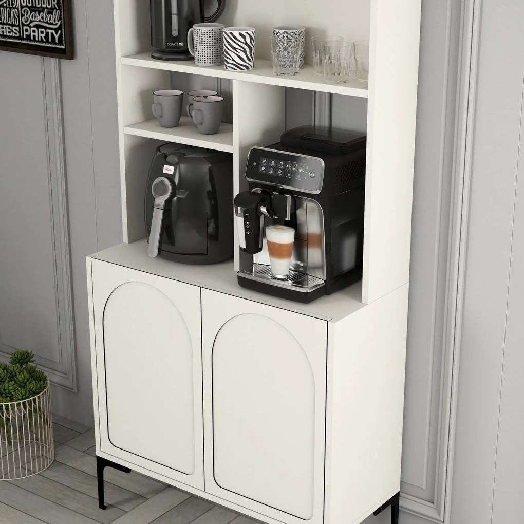 Armário de Cozinha/Sala "Caffè" - Creme e Preto - 81.3x201x35cm - Desi