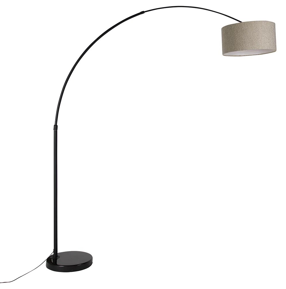 Candeeiro de arco moderno preto com abajur taupe 50 cm - XXL Moderno