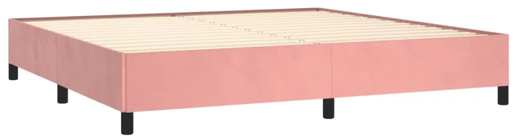 Estrutura de cama 200x200 cm veludo rosa