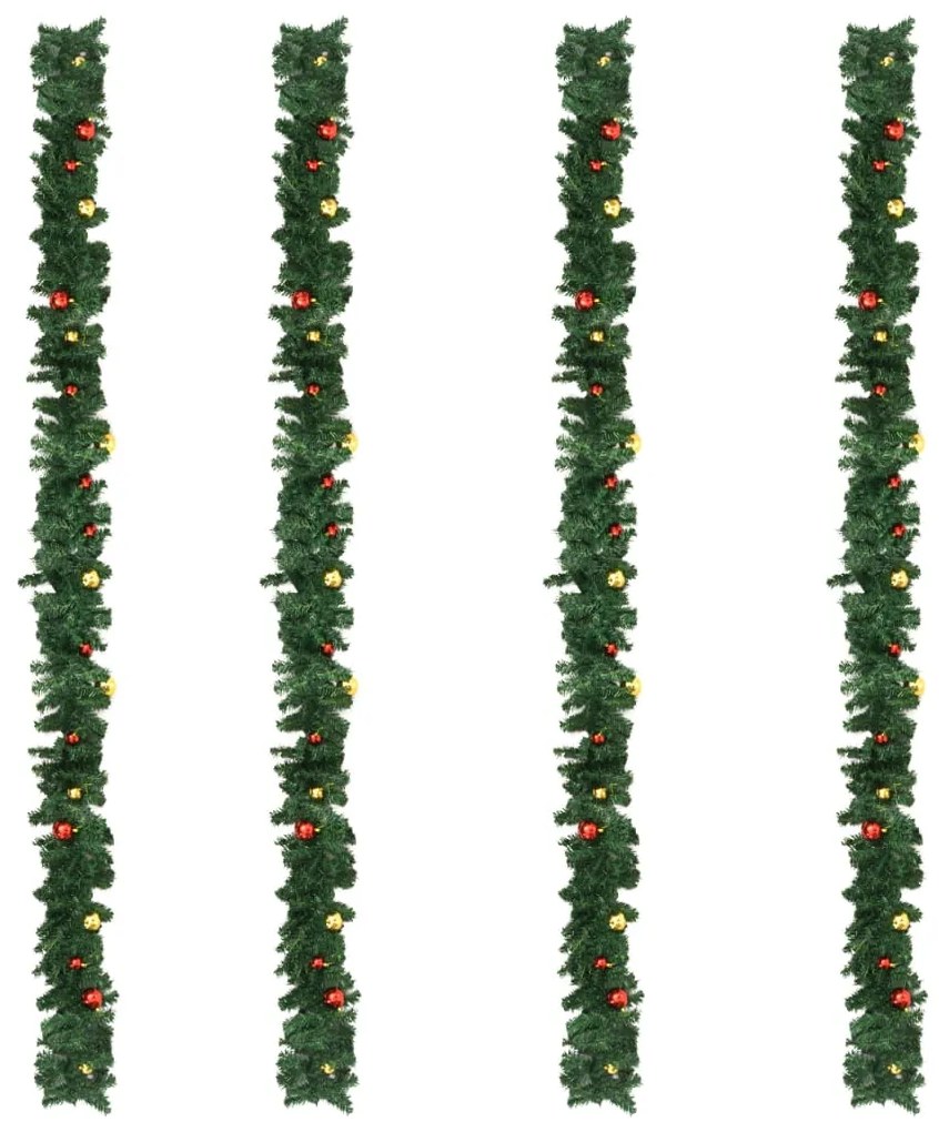 Grinalda de Natal com enfeites 4 pcs 270 cm PVC verde