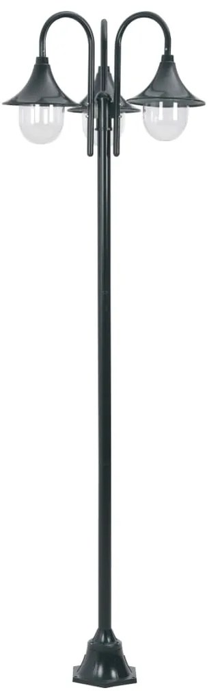 Candeeiro de pé jardim 3 braços E27 220cm alumínio verde escuro