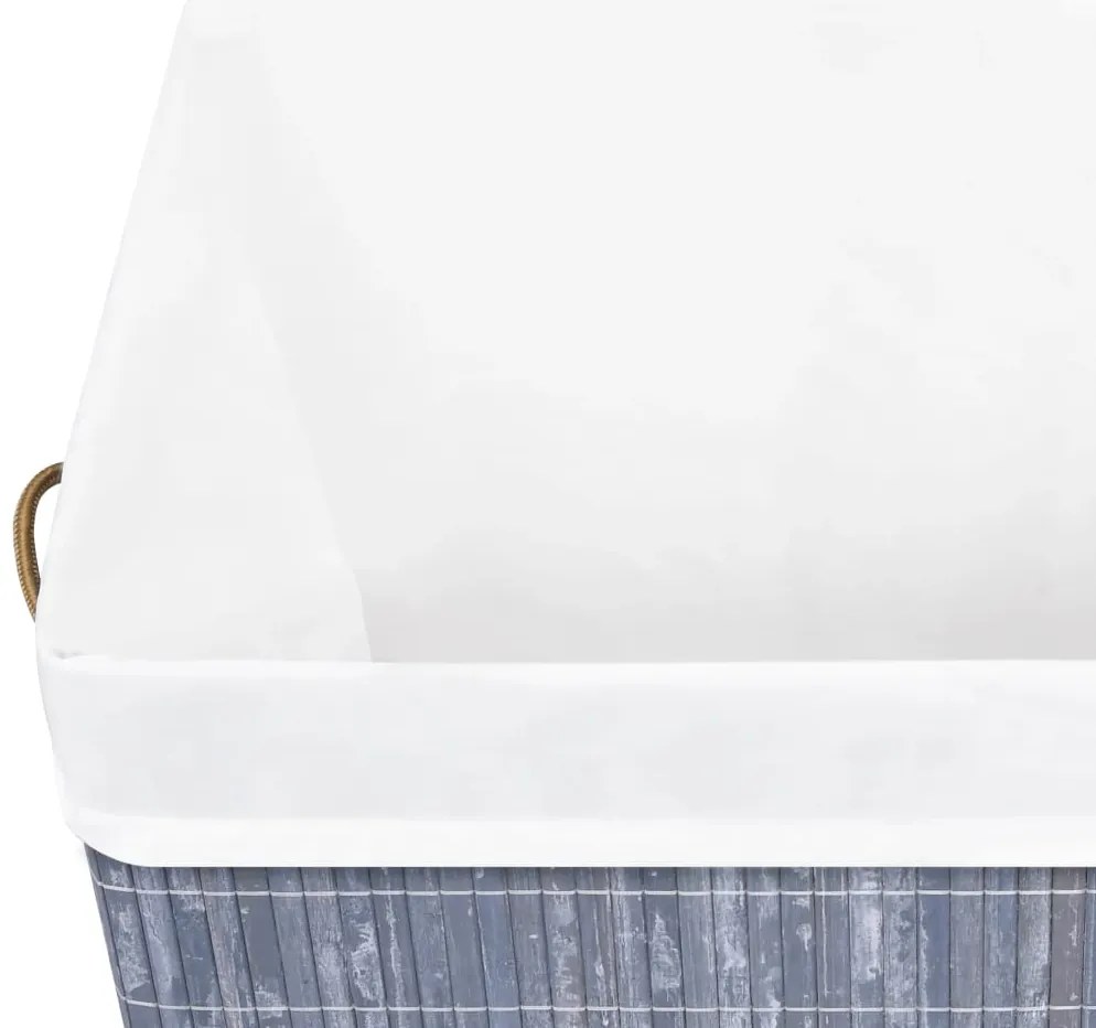 Cesto para roupa suja c/ secção única 83 L bambu cinzento