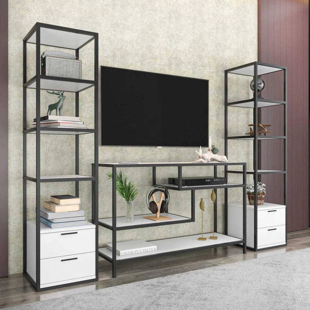 Unidade TV Robbins – Preto e Branco – 198 cm x 39 cm x 160 cm