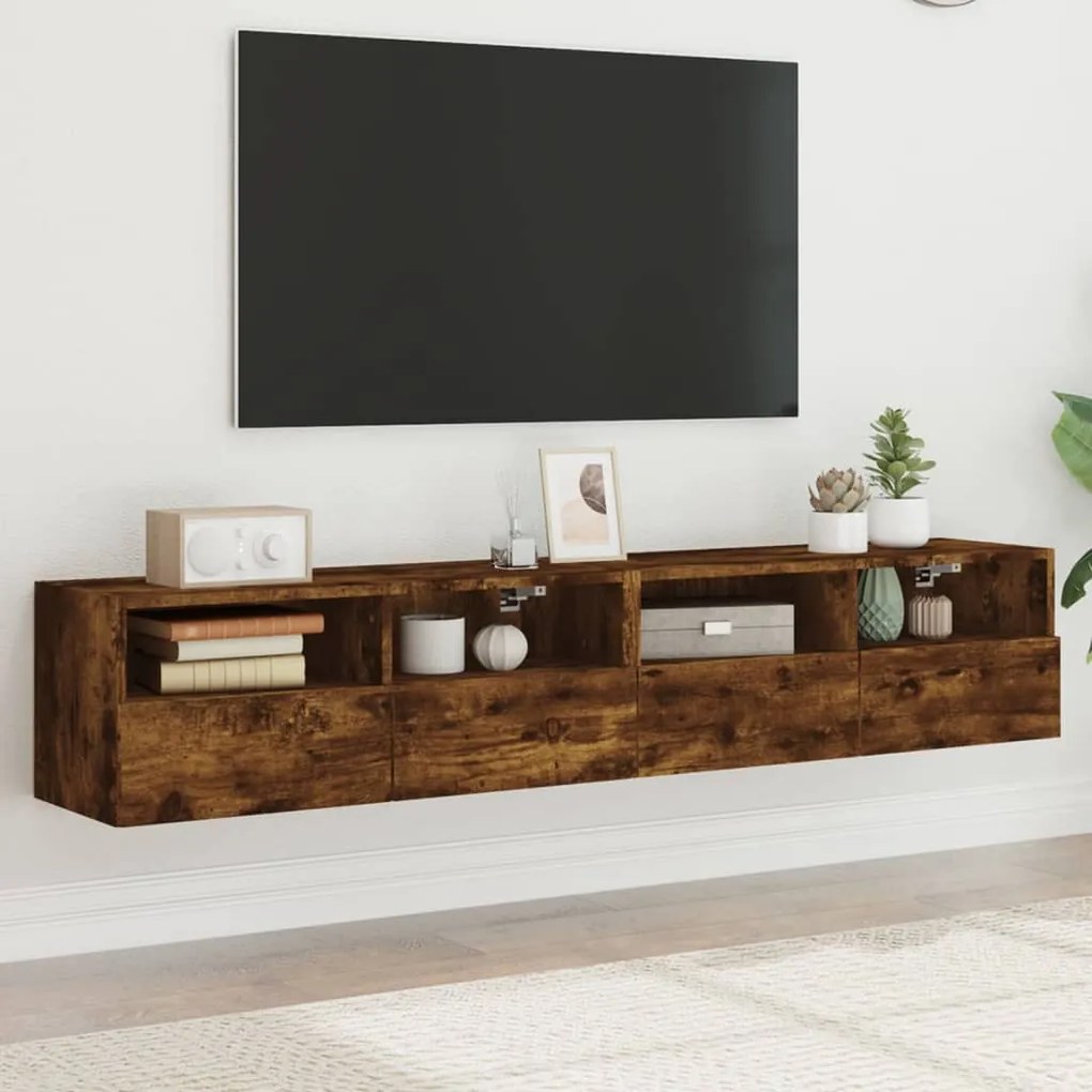 vidaXL Móveis parede TV 2pcs 80x30x30cm deriv. madeira carvalho fumado