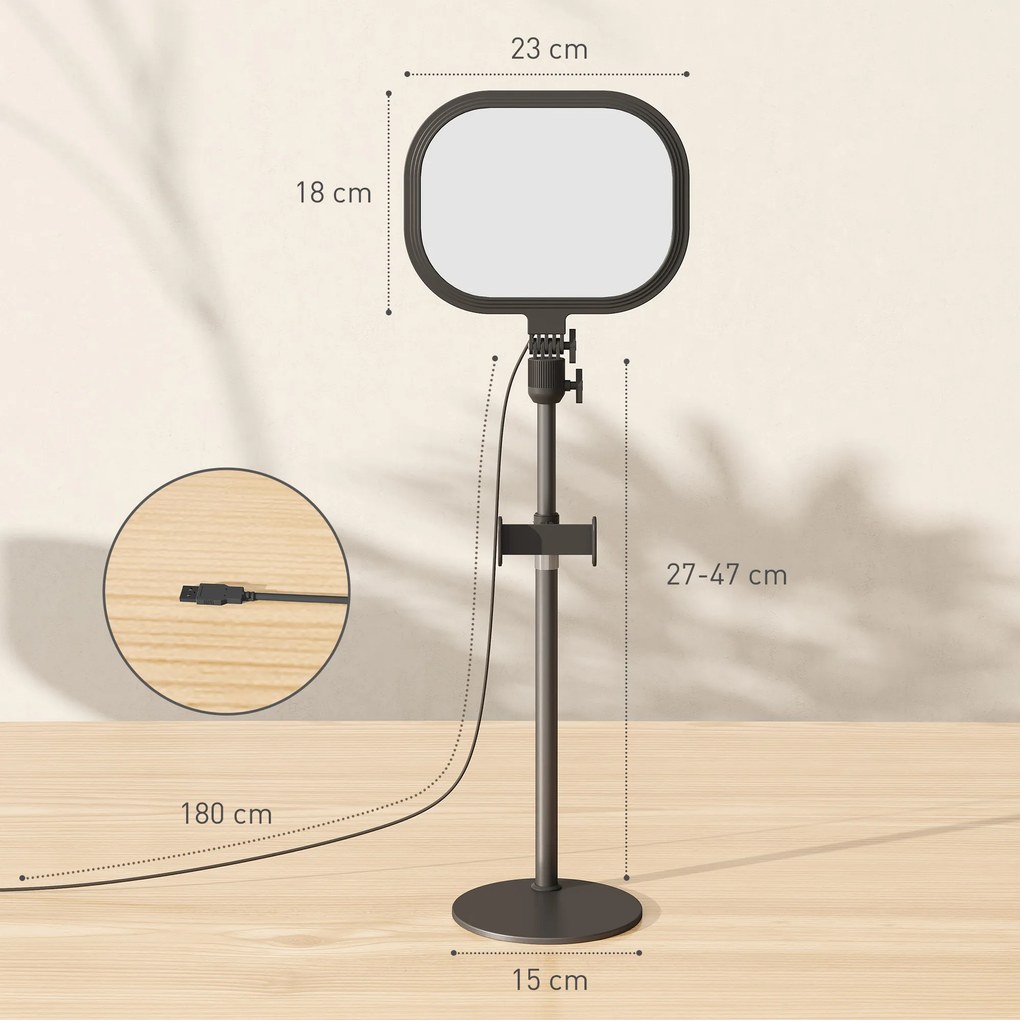 Candeeiro de secretária LED com regulação de intensidade, 5 modos de cor, 10 níveis de luminosidade, porta USB, temporizador e suporte para telemóvel,