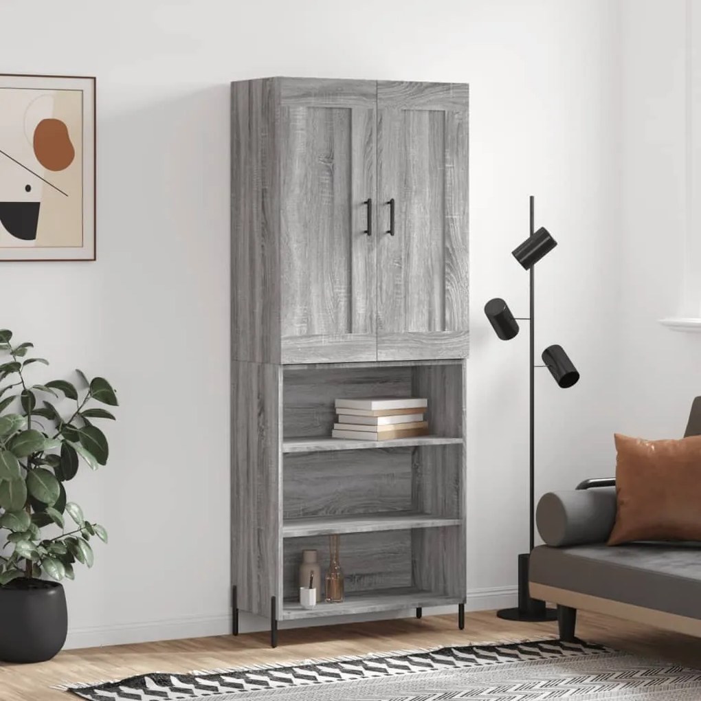 vidaXL Armário alto 69,5x34x180 cm derivados de madeira sonoma cinza