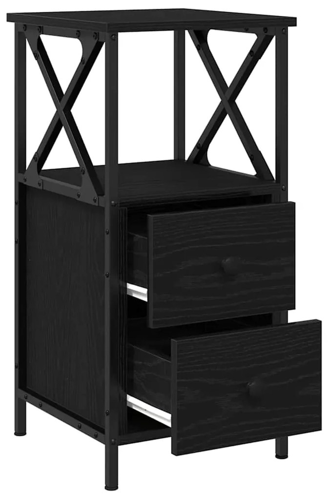 Mesa de Cabeceira vidaXL em Madeira de Carvalho Preta 34x35,5x70 cm em