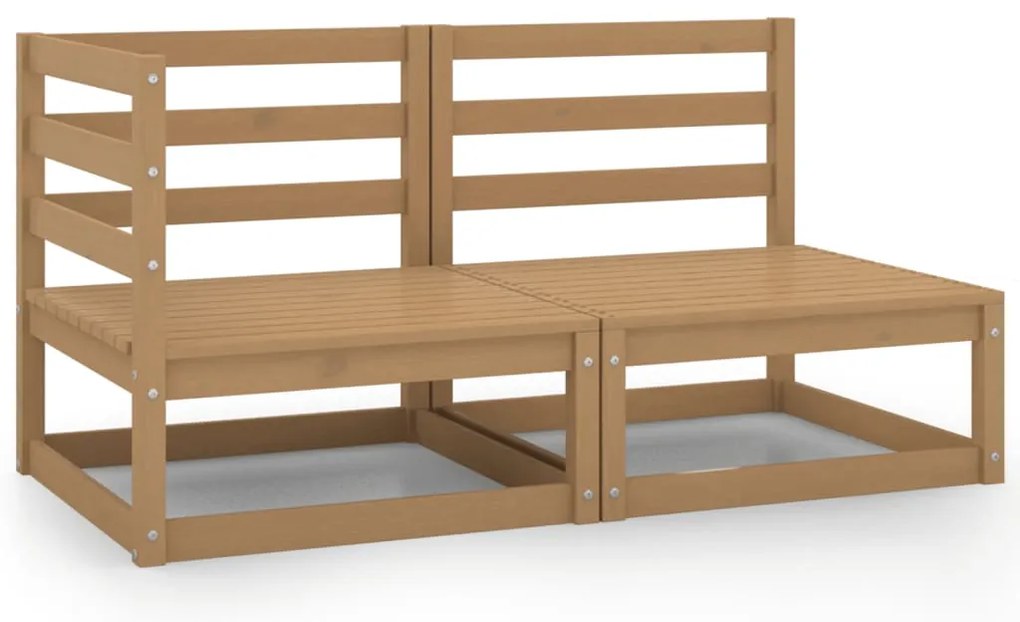 2 pcs conjunto lounge de jardim pinho maciço castanho mel