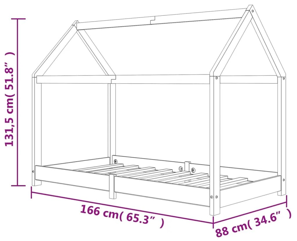 Estrutura de cama para crianças 80x160 cm pinho maciço branco