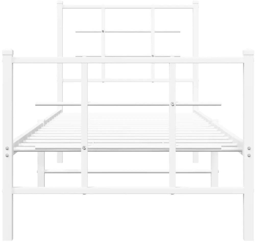 Estrutura de cama com cabeceira e pés 75x190 cm metal branco
