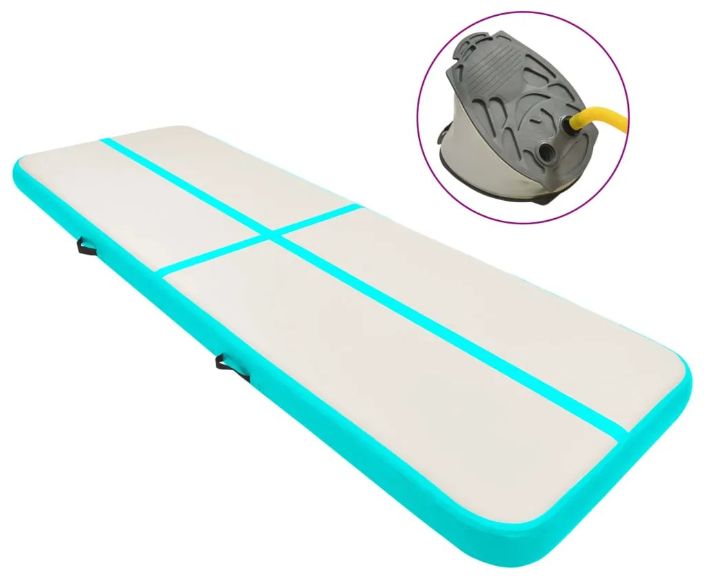 vidaXL Colchão de ginástica insuflável c/ bomba 400x100x15cm PVC verde