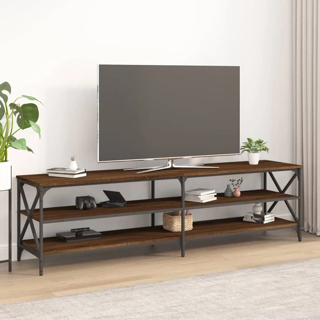 vidaXL Móvel de TV 180x40x50 cm derivados de madeira carvalho castanho