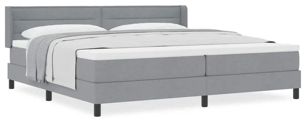 Cama Box com Colchão - Cinza Claro - 200 x 200 cm - Tecido