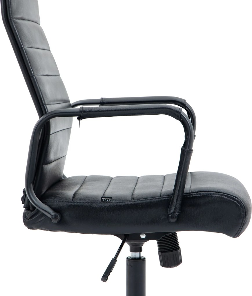 Cadeira de Escritório Columbus Couro Genuíno Preto