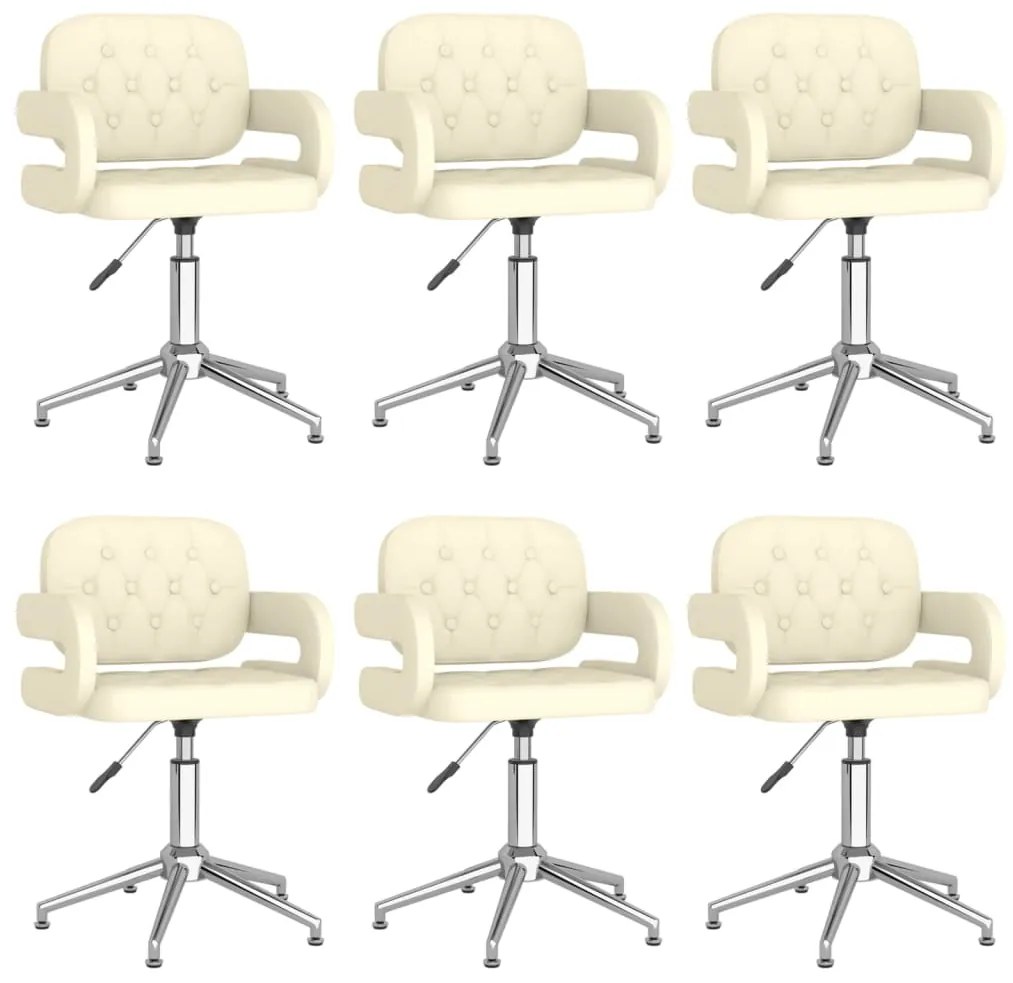 vidaXL Cadeiras de jantar giratórias 6 pcs couro artificial cor creme