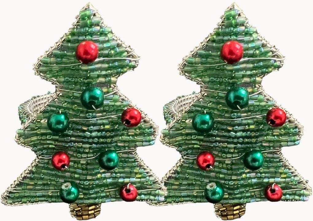 Argolas de guardanapo de Natal Beaded, conjunto de 2