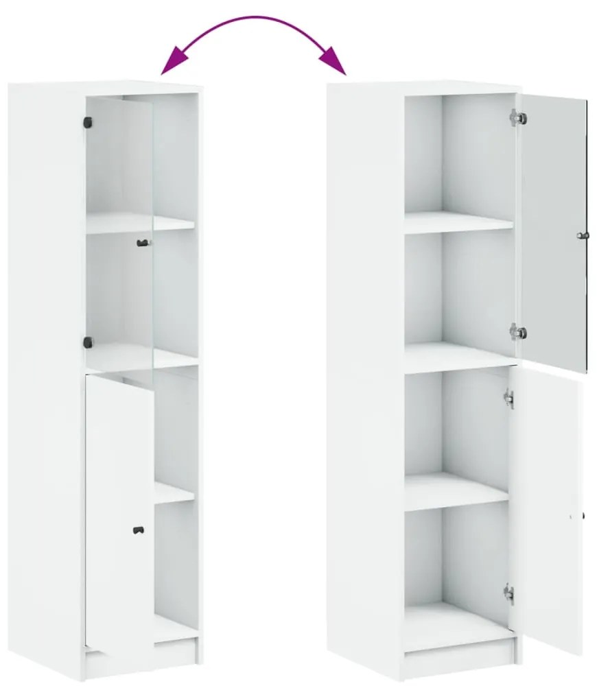 Aparador alto c/ porta de vidro 35x37x142 cm branco