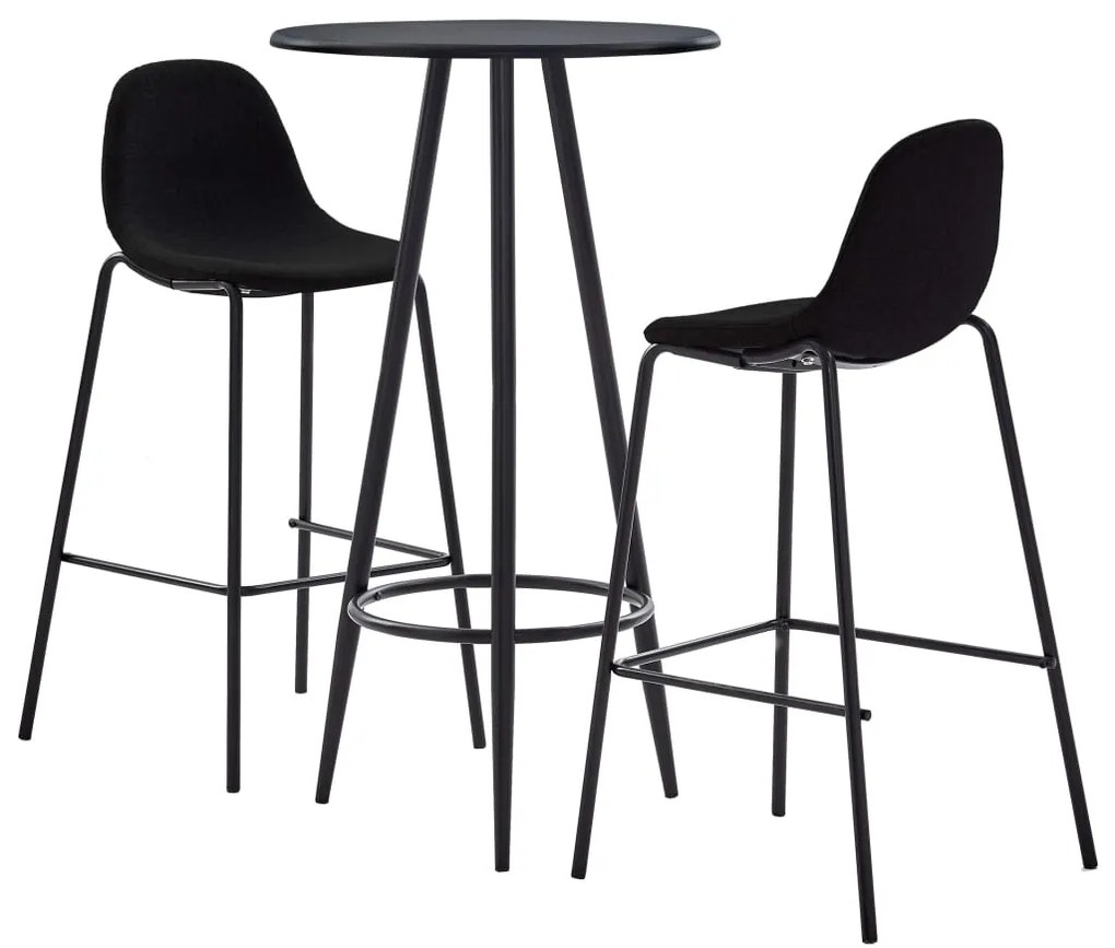 vidaXL 3 pcs conjunto de bar tecido preto