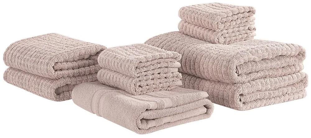 Conjunto de 9 toalhas rosa de algodão ATAI Beliani