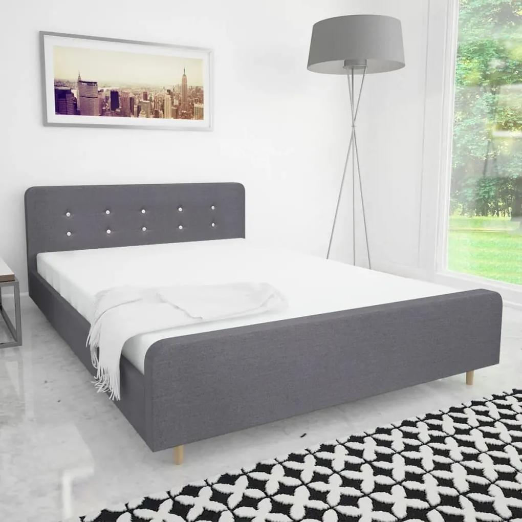 Estrutura de cama em tecido 140x200 cm cinzento-claro