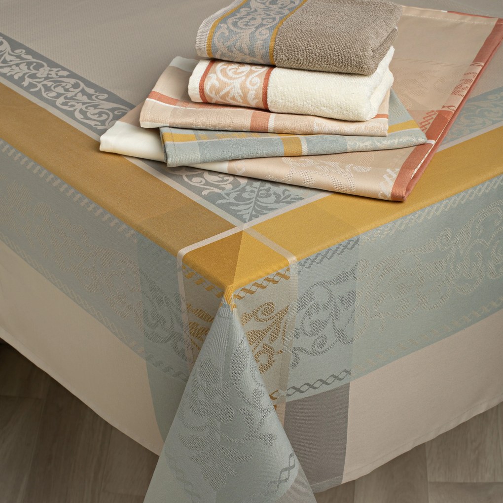 Toalhas de mesa anti nódoas 100% algodão - Lisboa da Fateba: Bege 1 Pano de cozinha felpo 50x50 cm - 100% algodão jacquard