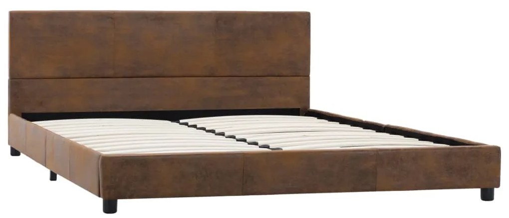 Estrutura de cama 120x200 cm camurça artificial castanho