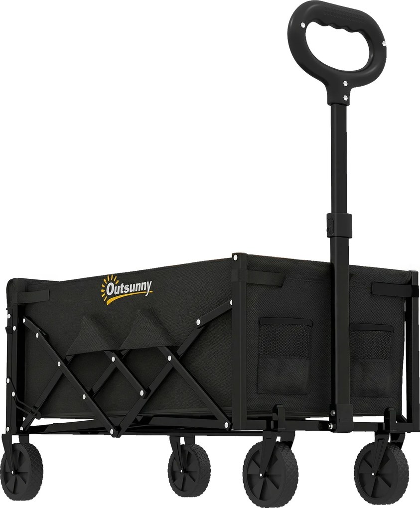 Outsunny Carrinho 80L – Carrinho Dobrável de Transporte com Alça Telescópica, Tampa Traseira e Porta-copos | Aosom Portugal